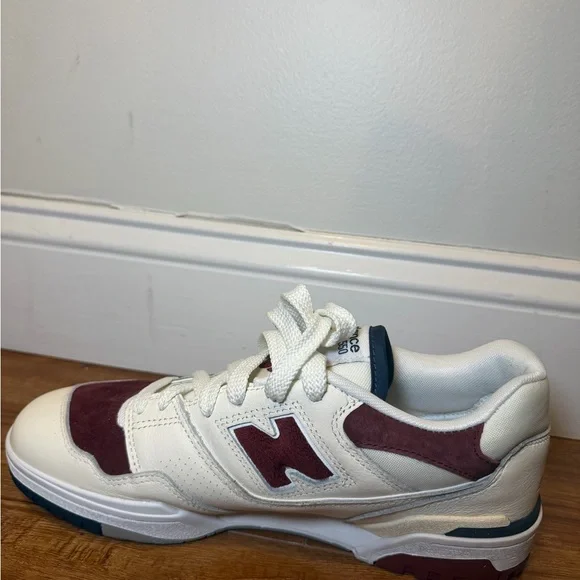 New Balance 550 Cream and Burgundy Sneakers - Picture 7 of 11